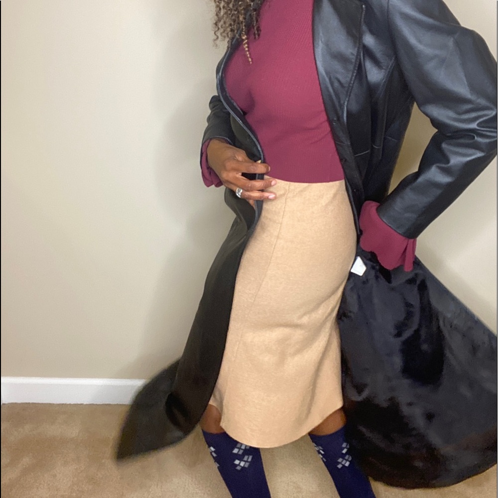 Long black leather coat